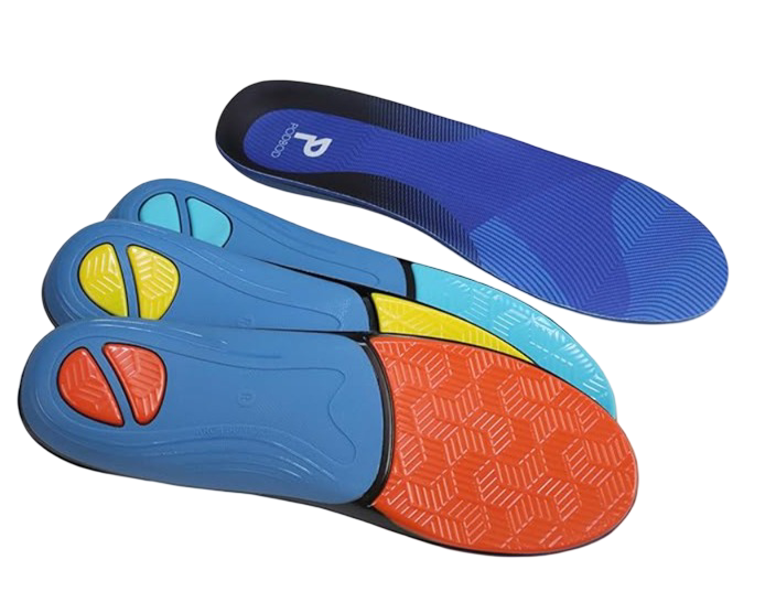 Podbod Orthotics Podiatrist Designed Insoles, Treats Plantar Fasciitis and Foot Pain (Low Arch - Blue, Mens Size 6-6.5, Womens Size 7.5-8)