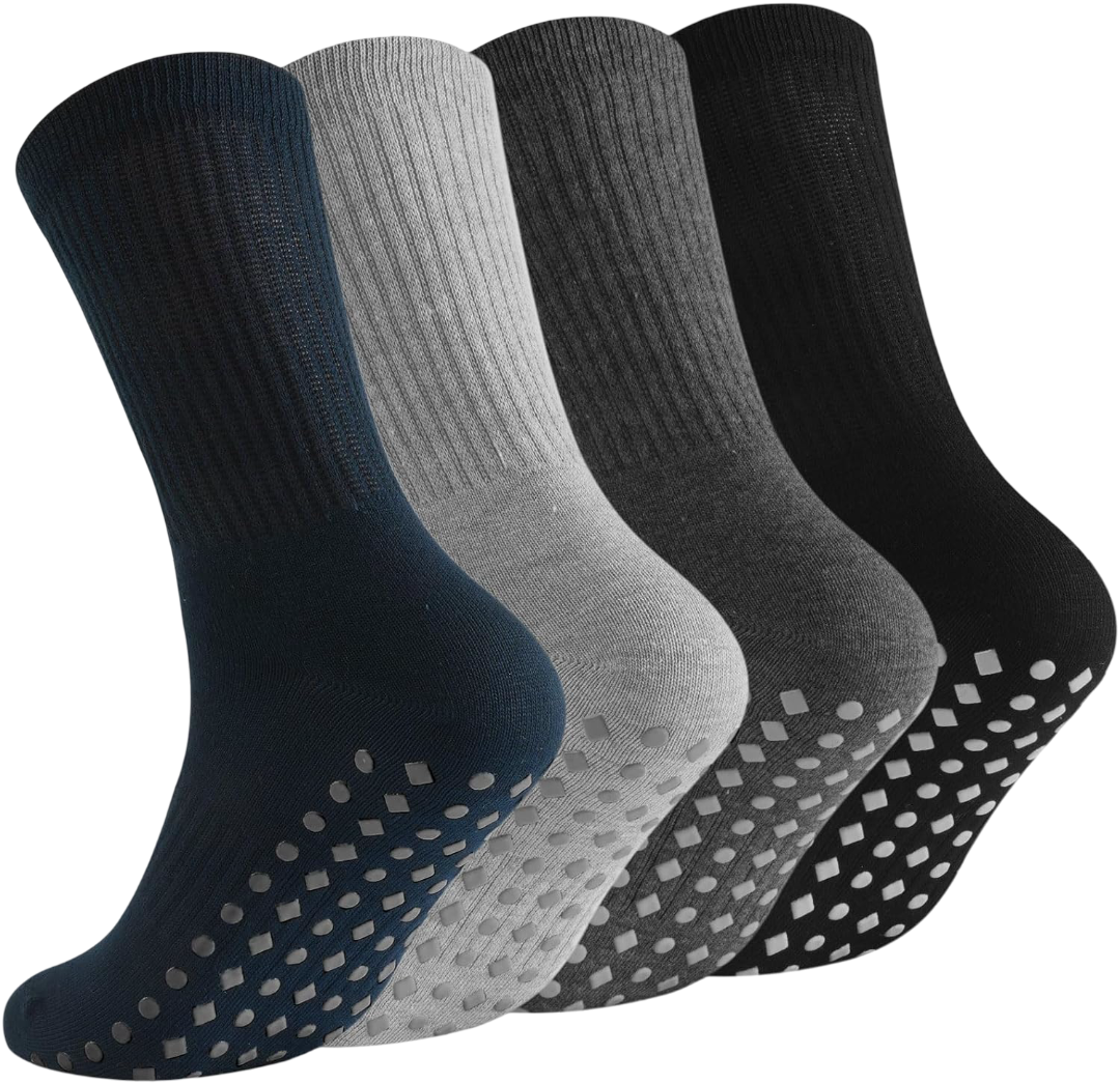 Horuru Non Slip Grip Socks for Men Women Crew Grippy Socks for Hospital Pilates Yoga,Gifts for Seniors Elderly